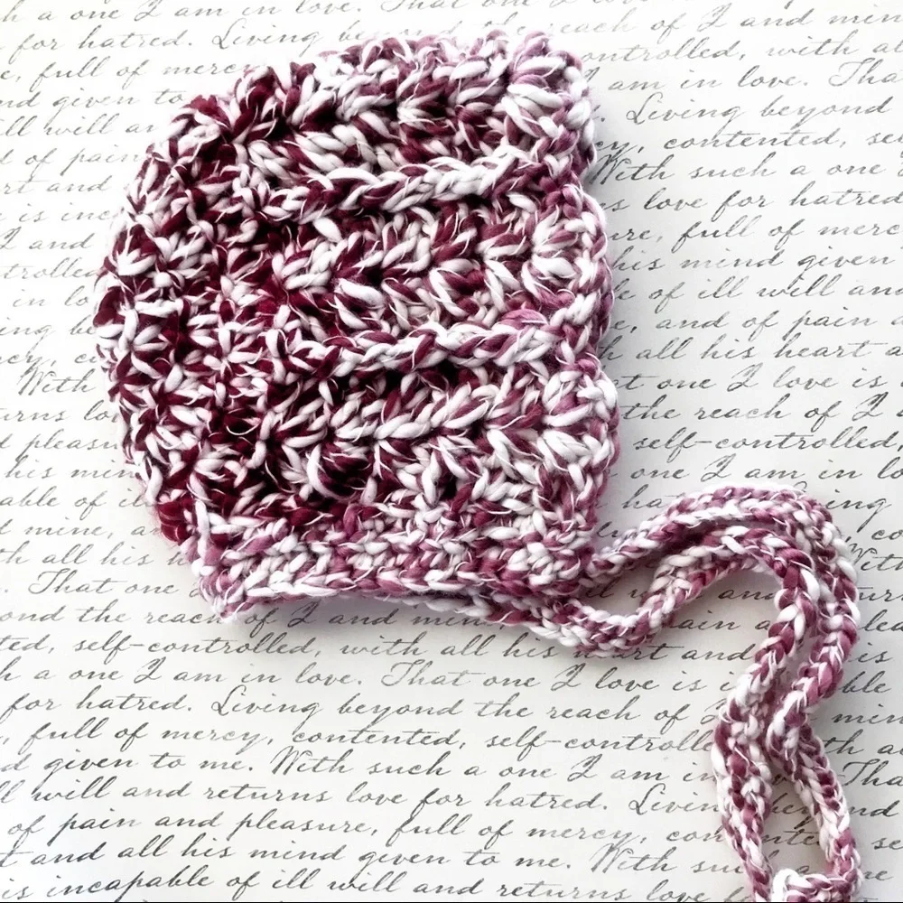 Handmade Chunky Christmas Knit Newborn Baby Bonnet